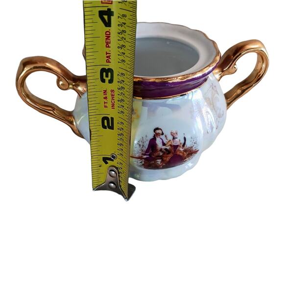 GNA Fine Porcelain Sugar Bowl w Lid 24k Hand Painted Victorian Iridescent Vintag - Picture 10 of 11